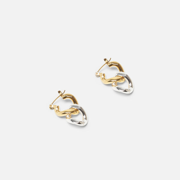 Charger l&#39;image dans la galerie, Boucles d’oreilles deux anneaux en forme de chaîne en acier inoxydable
