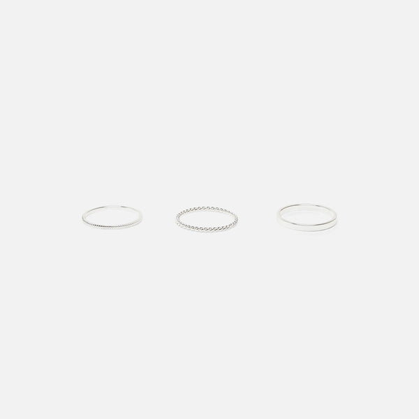Charger l&#39;image dans la galerie, Ensemble de trois bagues simplistes argentées en acier inoxydable
