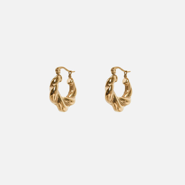Load image into Gallery viewer, Stainless steel twisted golden hoop earrings
