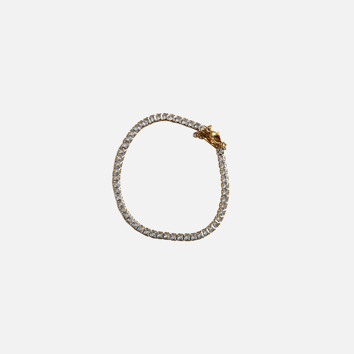 Bracelet tennis avec pierres carrées en acier inoxydable