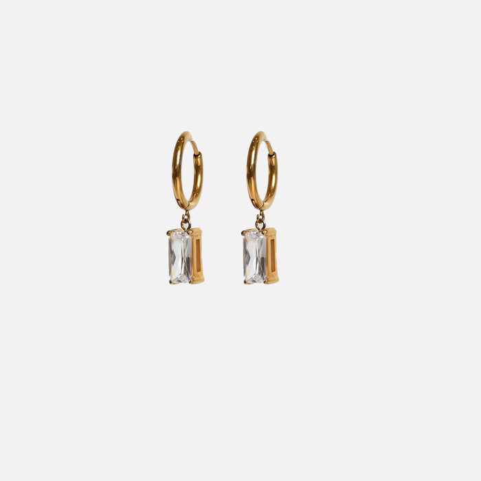 Boucles d’oreilles anneaux avec baguette en acier inoxydable