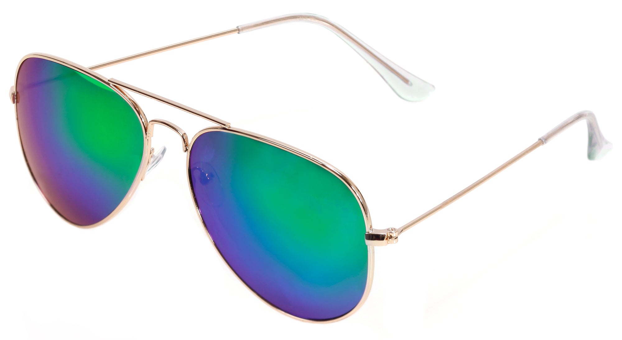 Sunglasses with blue lenses, aviator style