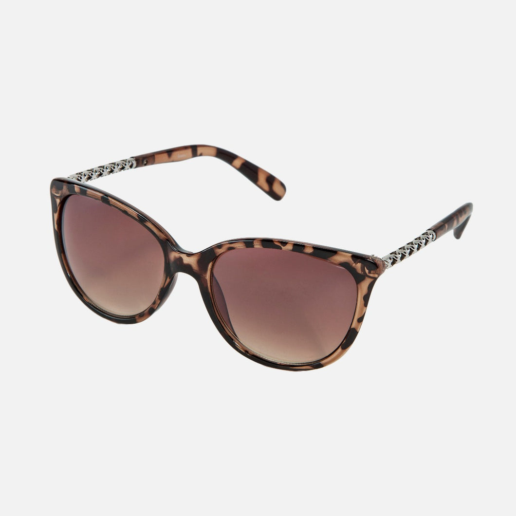 Tortoise sunglasses with silvered chain