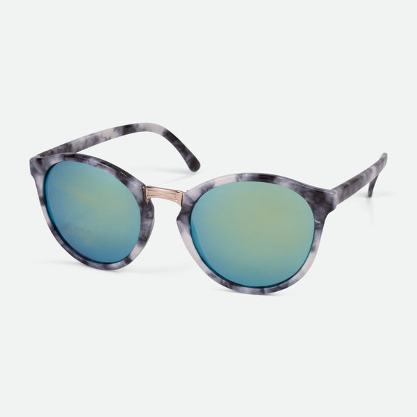 Load image into Gallery viewer, Round sunglasses with grey marble print and golden bridge
