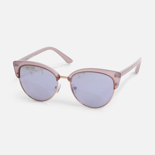 Load image into Gallery viewer, Clubmaster style sunglasses with purple lenses and frame   
