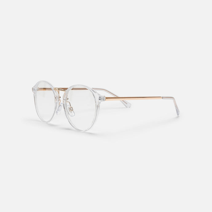 Round glasses with transparent lenses