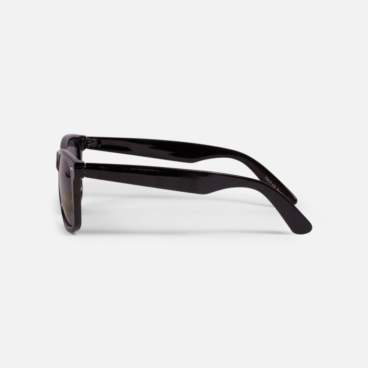 Classic black sunglasses with structured lenses