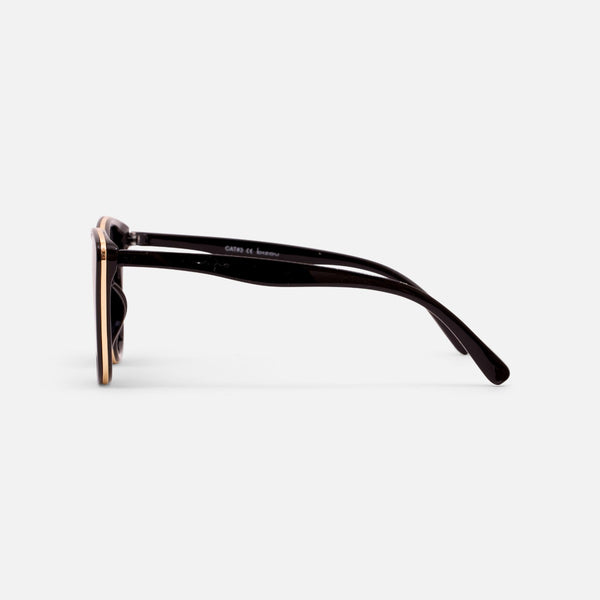 Load image into Gallery viewer, Black accented cat eye sunglasses with golden metal bridge 
