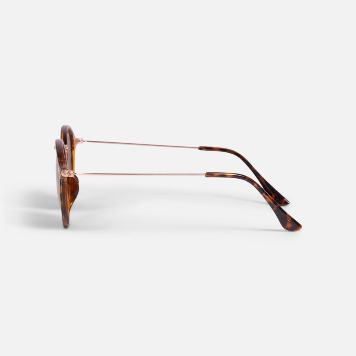 Round sunglasses with tortoise print and thin branches
