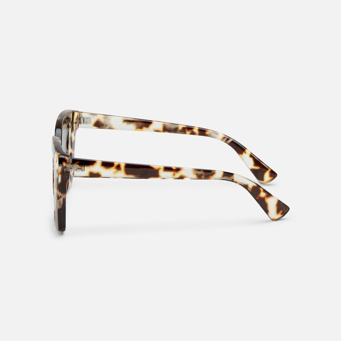 Lunettes de soleil carrées noires avec monture tortoise