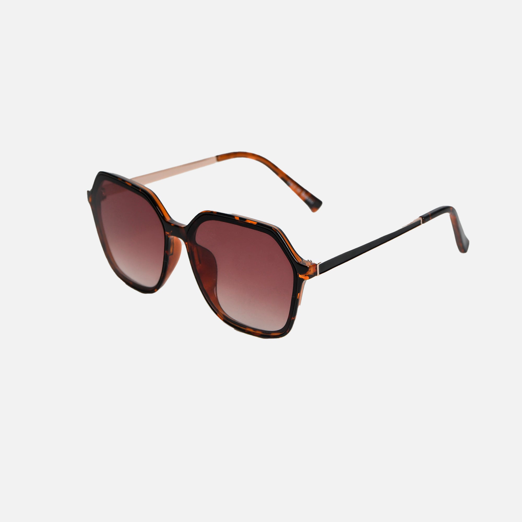 Large hexagon sunglasses golden frame – Bizou