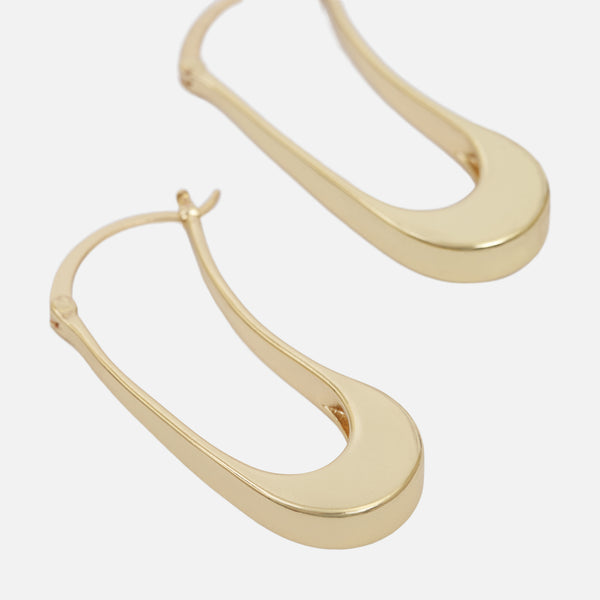 Load image into Gallery viewer, Long golden oval hoop earrings 
