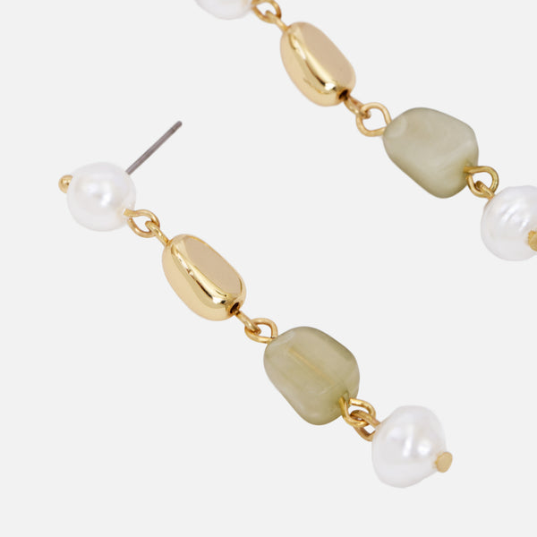 Charger l&#39;image dans la galerie, Boucles d’oreilles dorées longues avec perles
