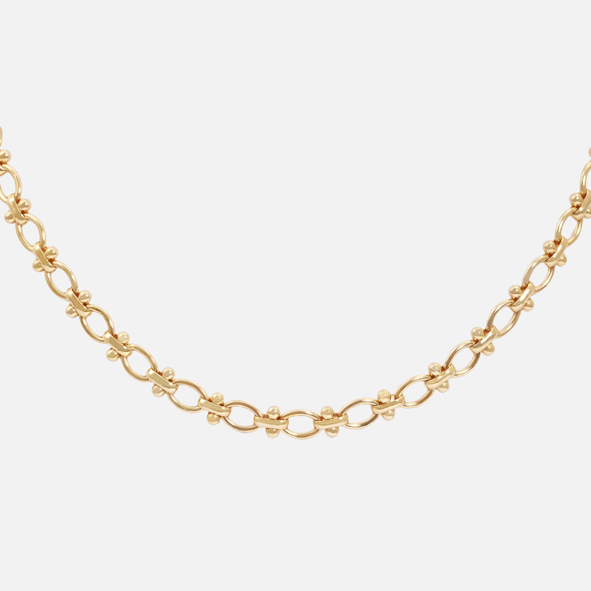 Golden necklace with wide links 18 inches
