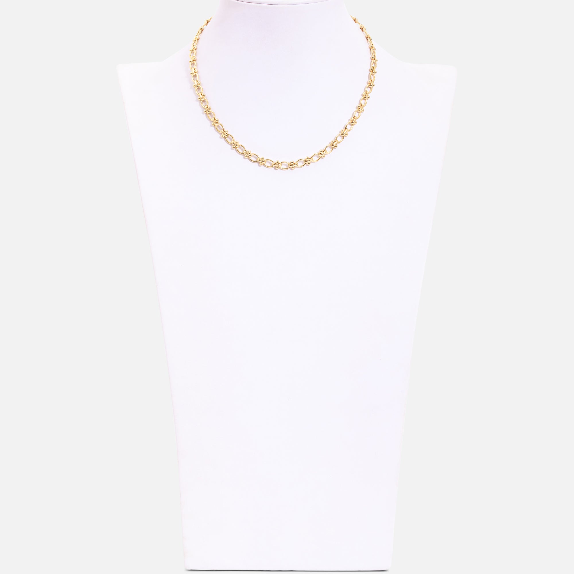 Golden necklace with wide links 18 inches