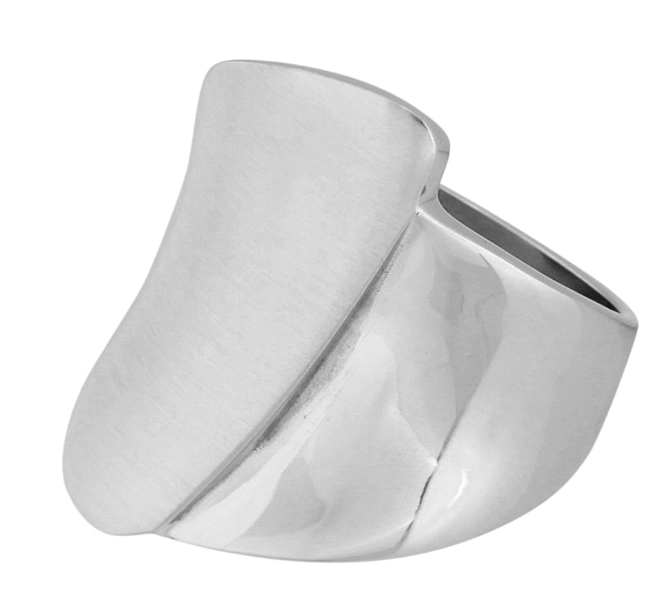 Silvered signet ring in stainless steel
