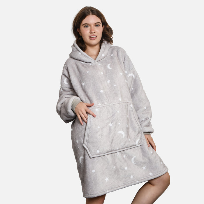 Snuggle beige pour adulte en sherpa lunes et étoiles