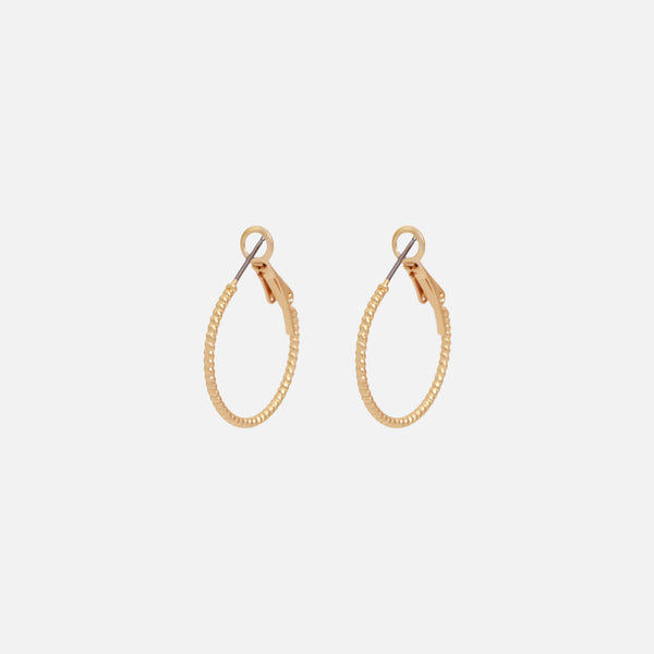 Load image into Gallery viewer, Duo of golden hoop earrings and mother-of-pearl pendant earrings
