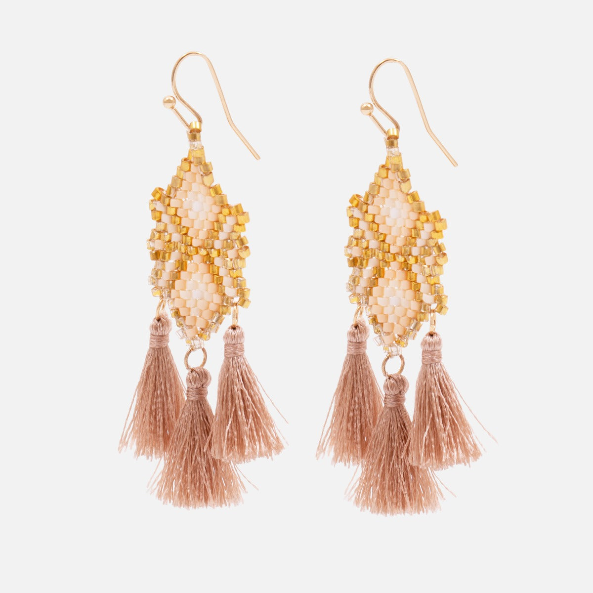 Pendant earrings with beads and tassels