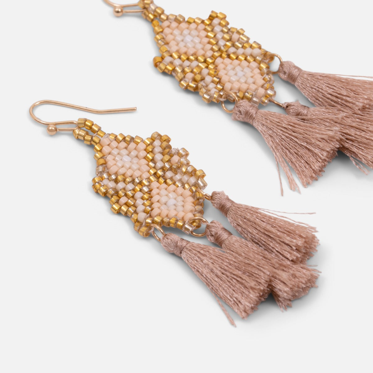 Pendant earrings with beads and tassels