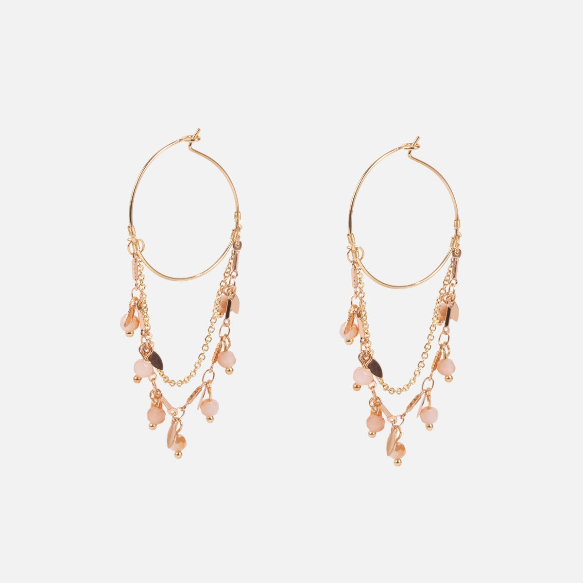 Boucles d'oreilles anneaux avec chaines et billes