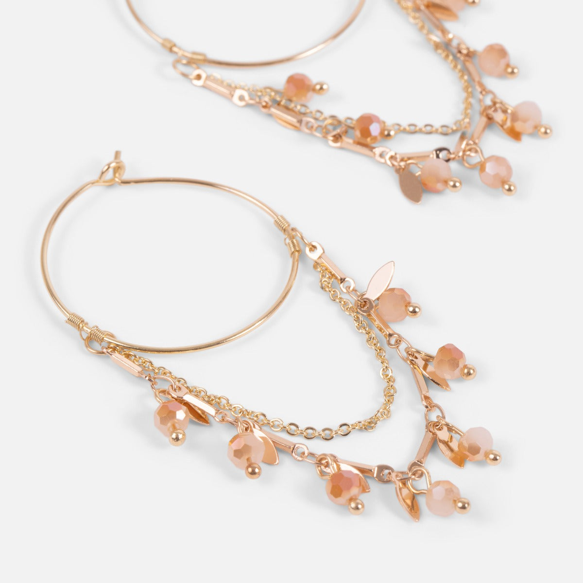 Boucles d'oreilles anneaux avec chaines et billes