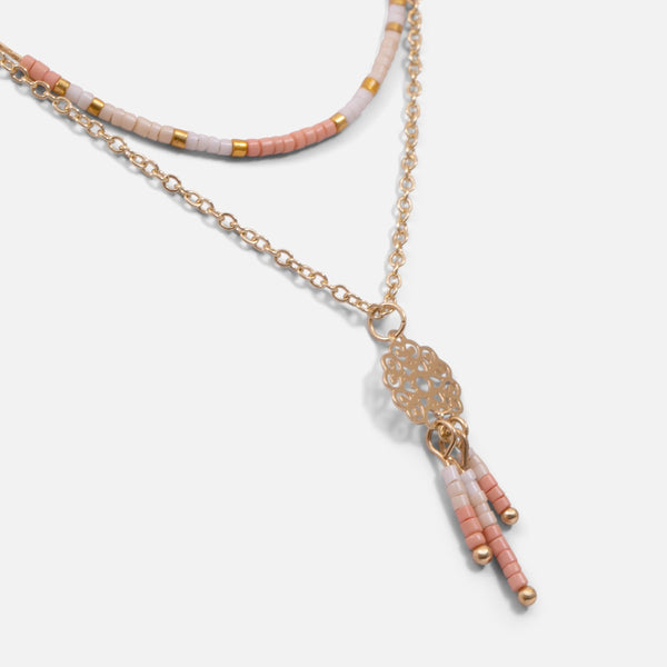 Charger l&#39;image dans la galerie, Ensemble deux pendentifs avec billes et breloque filigranée
