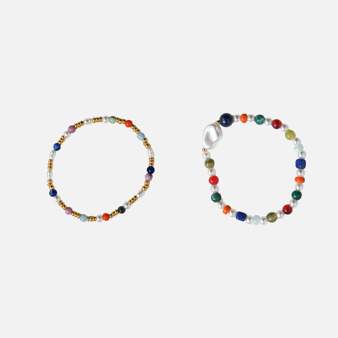 Duo de bracelet perles et billes colorées