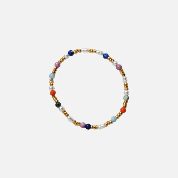 Load image into Gallery viewer, Duo of pearls and colored beads bracelet
