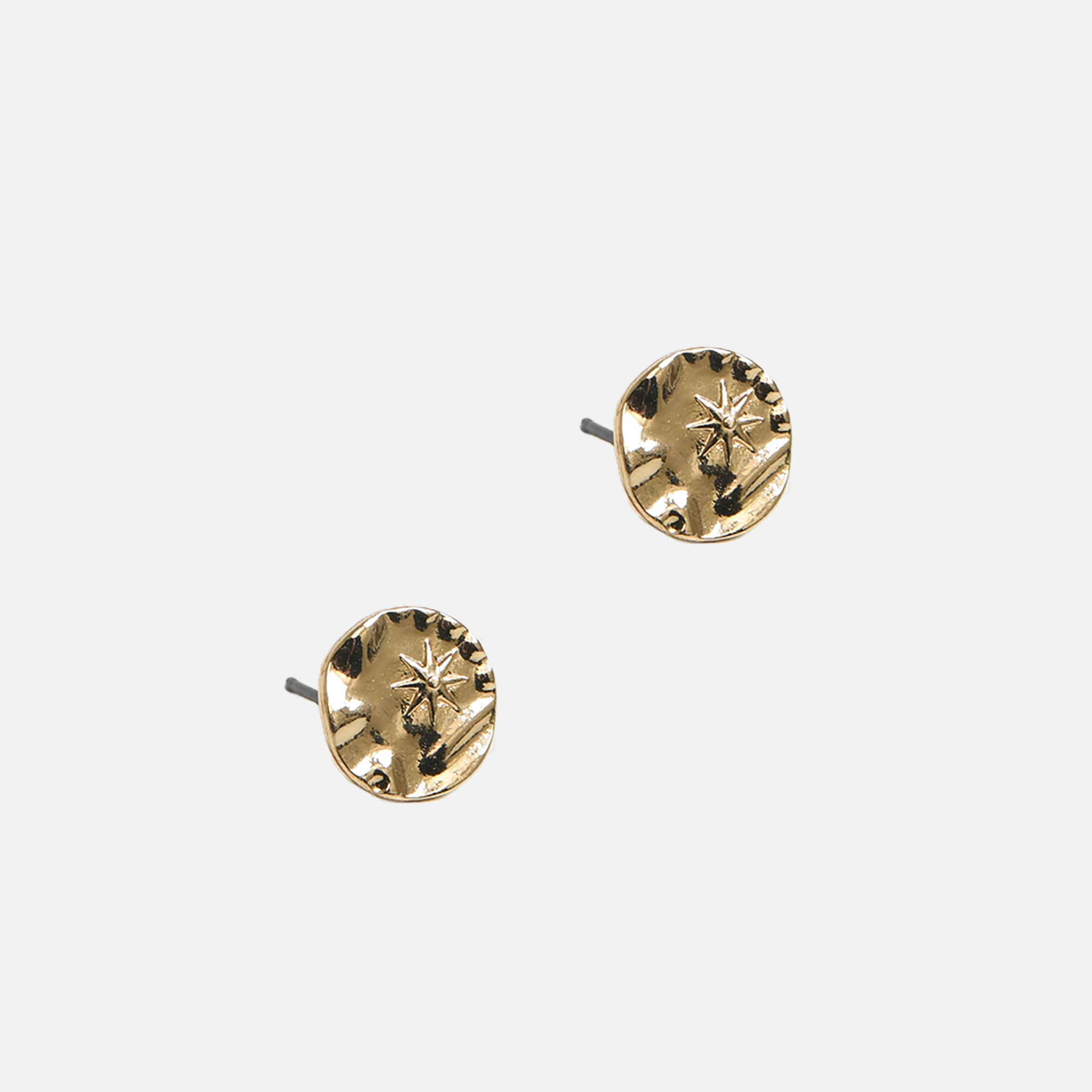 Duo de boucles d’oreilles dorées fixe et anneau avec billes