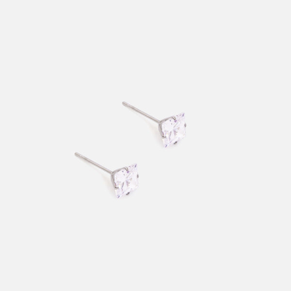 Load image into Gallery viewer, 6 mm stainless steel cz stud earrings

