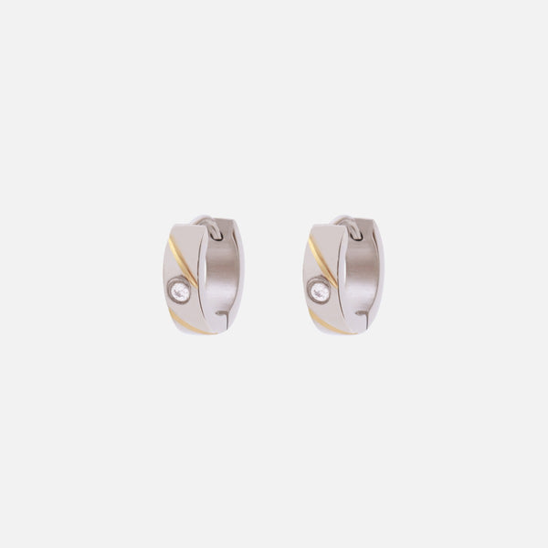 Charger l&#39;image dans la galerie, Boucles d&#39;oreilles argentées anneaux 13mm avec zircon
