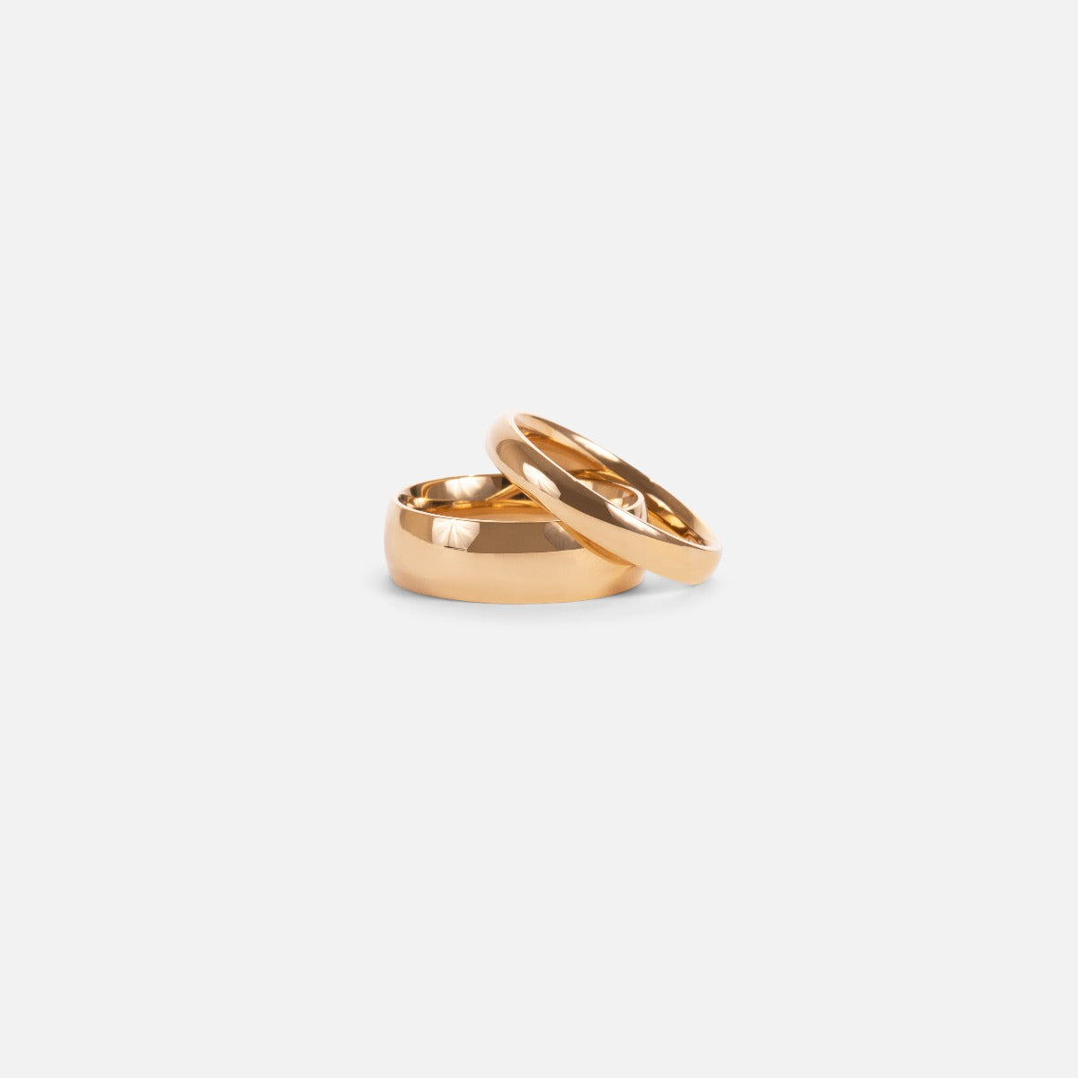 Set of two plain golden stainless steel rings