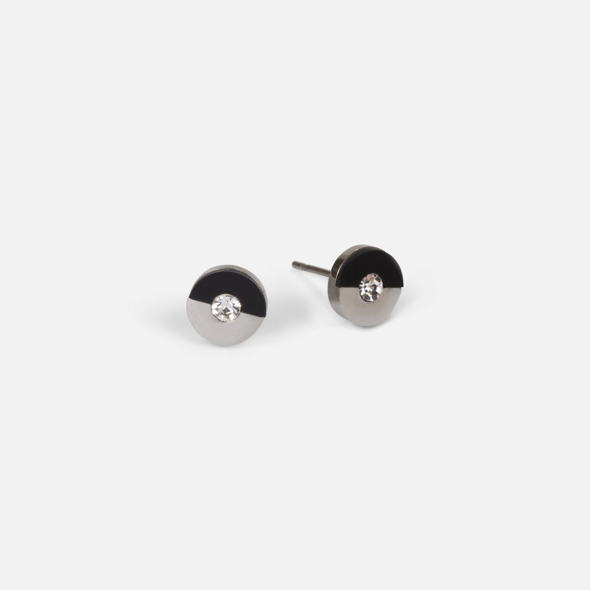 Petites boucles d’oreilles fixes deux-tons acier inoxydable