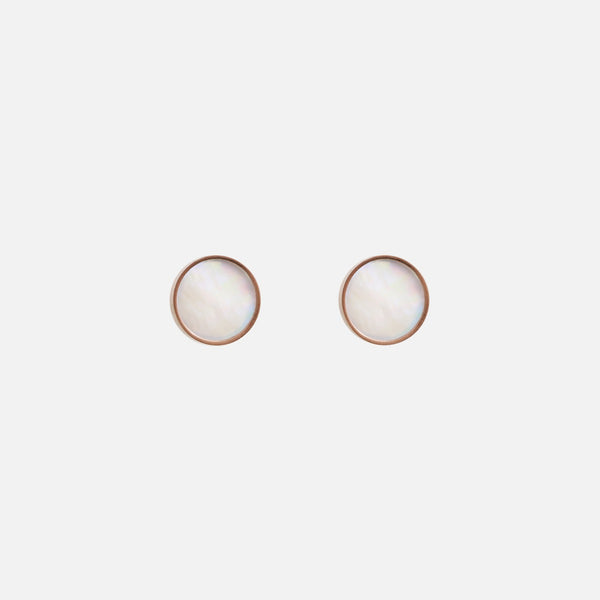 Load image into Gallery viewer, Stainless steel stud earrings with pink mother-of-pearl
