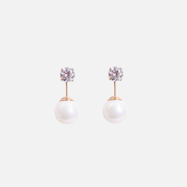 Charger l&#39;image dans la galerie, Boucles d’oreilles suspension acier inoxydable avec perle et zircon cubique
