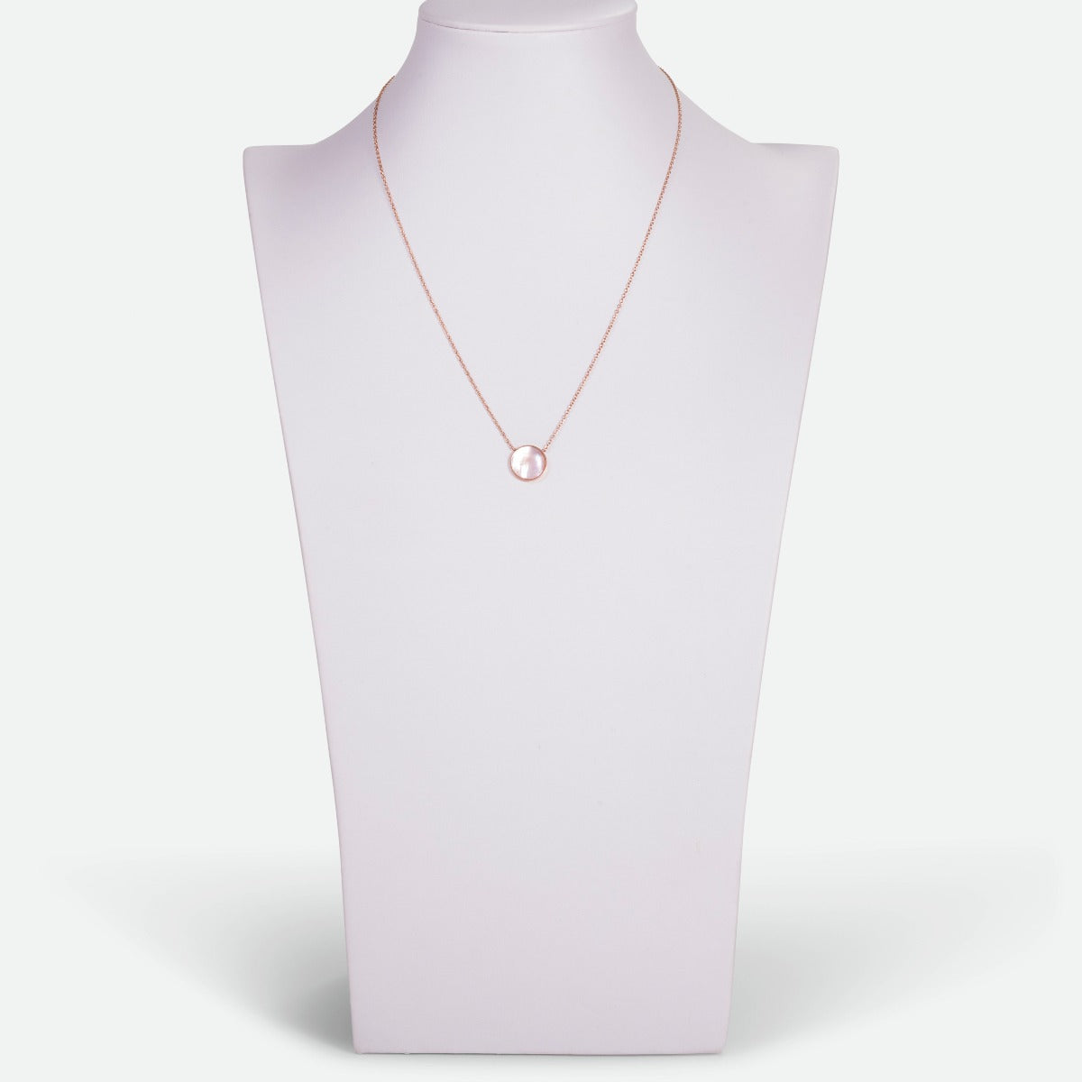 Stainless steel pendant with pink mother-of-pearl