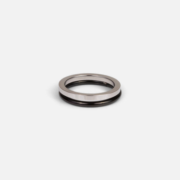 Load image into Gallery viewer, Set of silvered and black stainless steel rings
