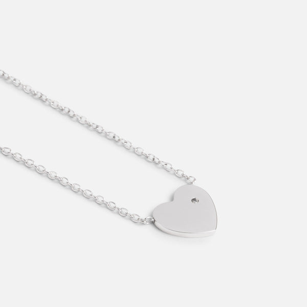 Load image into Gallery viewer, Stainless steel pendant with heart and small cubic zirconia stone
