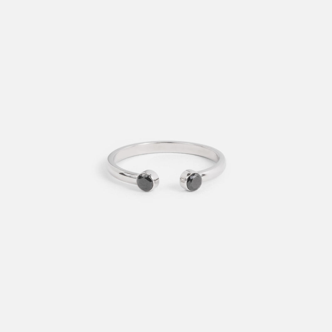 Stainless steel adjustable ring with two stones