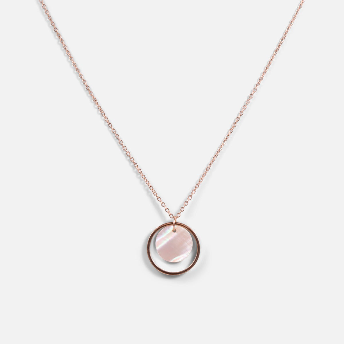 Collier acier inoxydable avec anneau rose doré et cercle acétate