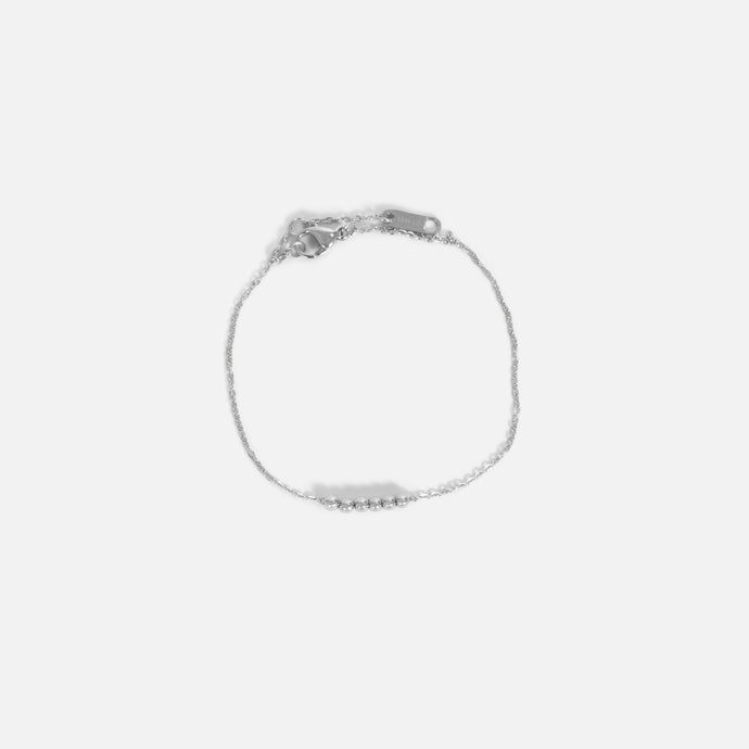 Stainless steel silvered bracelet with beads
