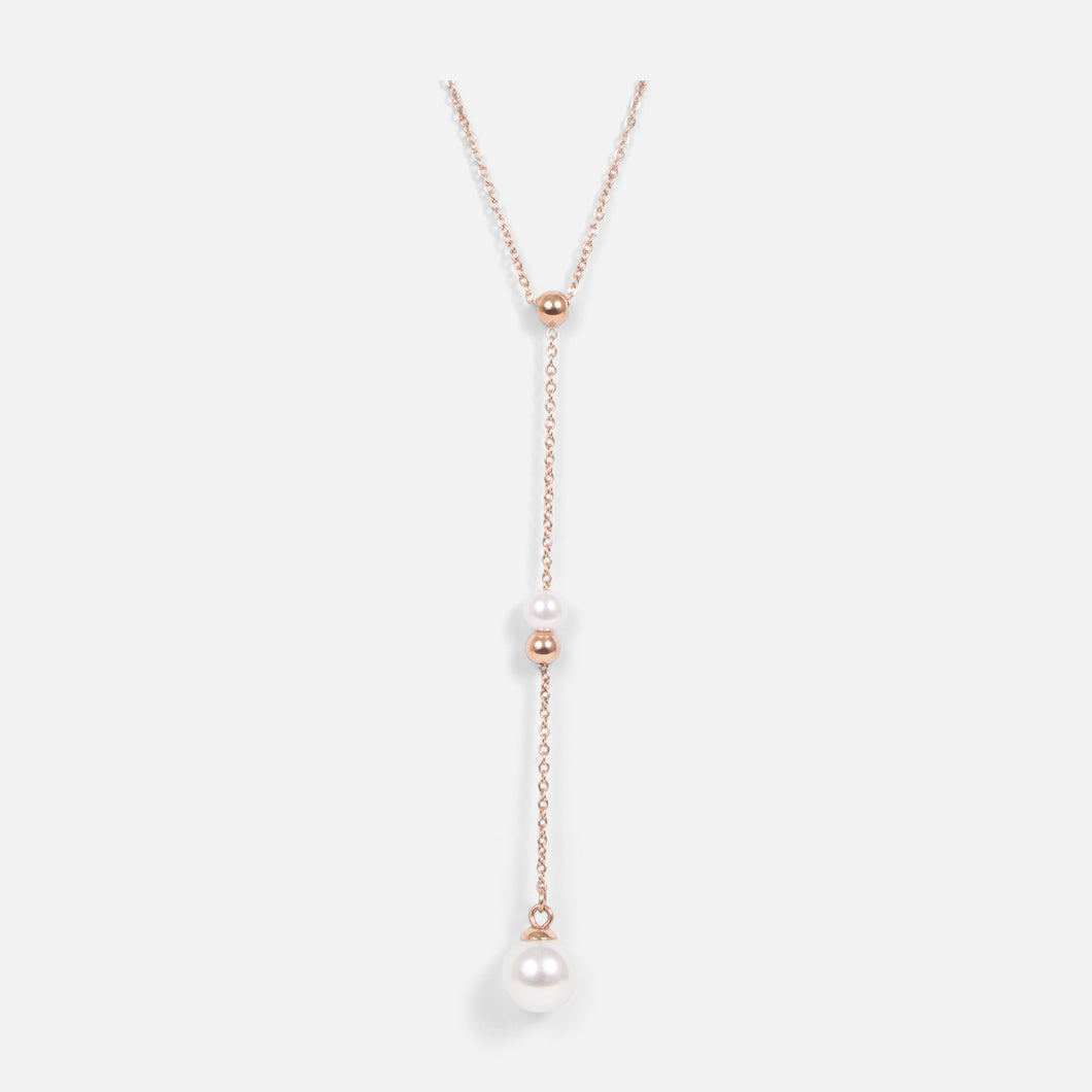 Collier doré avec perles en acier inoxydable