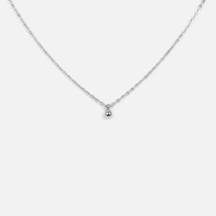 Stainless steel silvered necklace with bead pendant