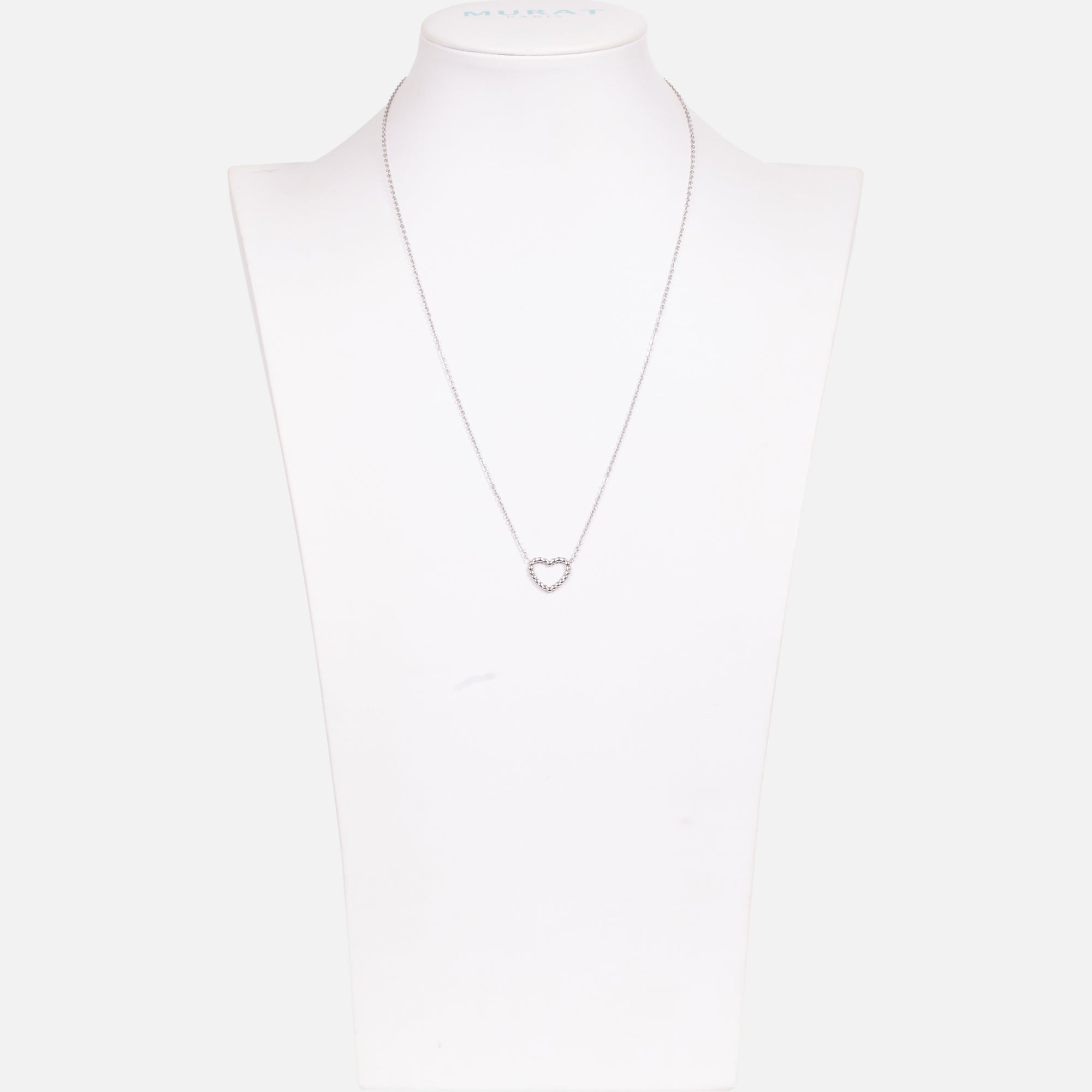 Collier argenté avec coeur en acier inoxydable