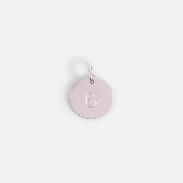 Load image into Gallery viewer, Small silvered charm engraved with the number &quot;6&quot;
