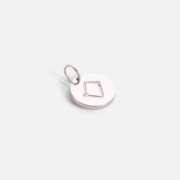 Load image into Gallery viewer, Small silvered charm engraved with the zodiac constellation &quot;libra&quot;
