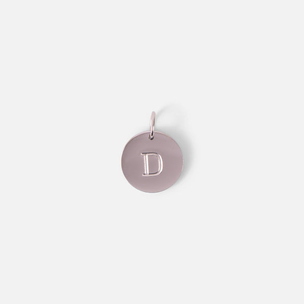 Load image into Gallery viewer, Small symbolic silvered charm engraved with the letter of the alphabet &quot;d&quot;
