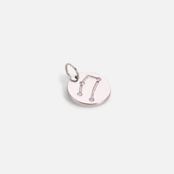 Load image into Gallery viewer, Small silvered charm engraved with the zodiac constellation &quot;gemini&quot;
