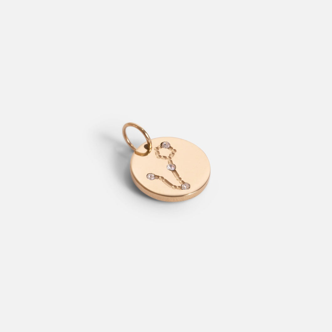 Small golden charm engraved with the zodiac constellation 